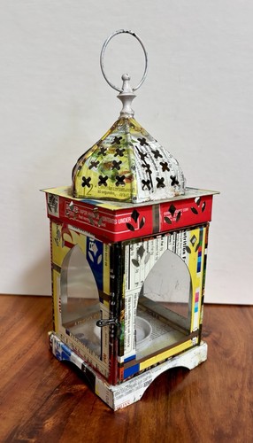 Recycled metal lantern - lantern, w/