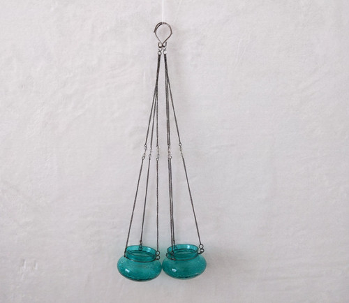 Hanging glass candle holder - glass,